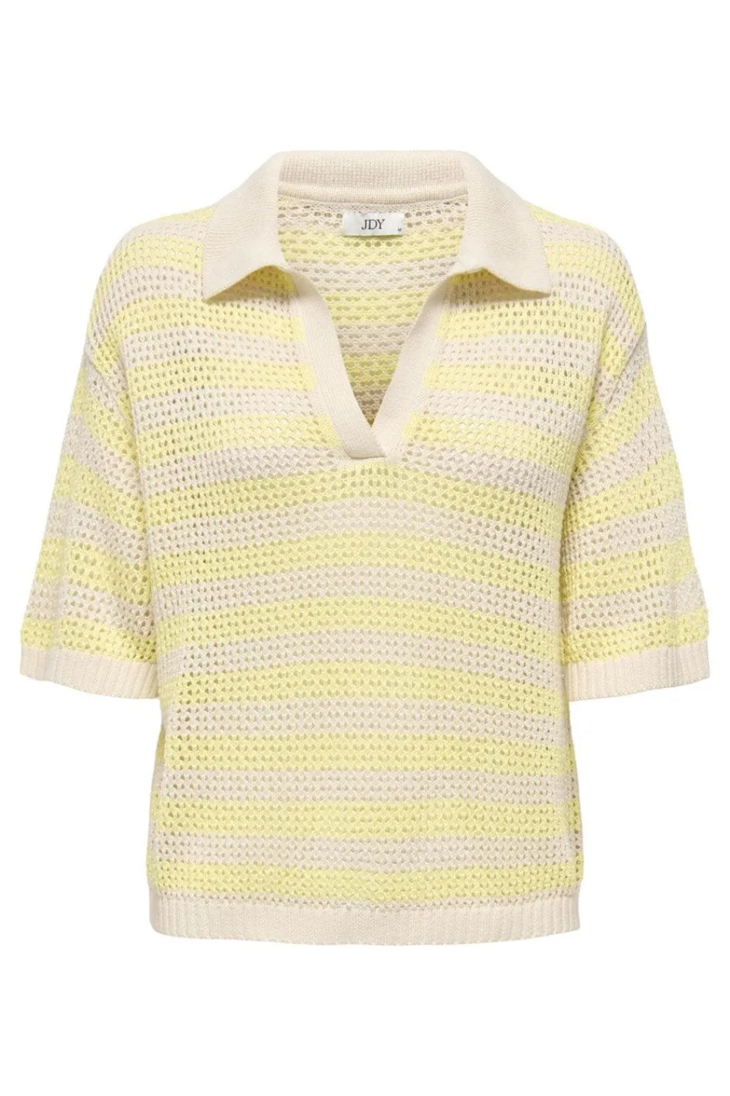 Hot JDY tikka S/S Polo Pullover Knt 4891512 Birch French Vanilla Stripes