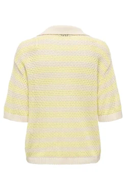Hot JDY tikka S/S Polo Pullover Knt 4891512 Birch French Vanilla Stripes