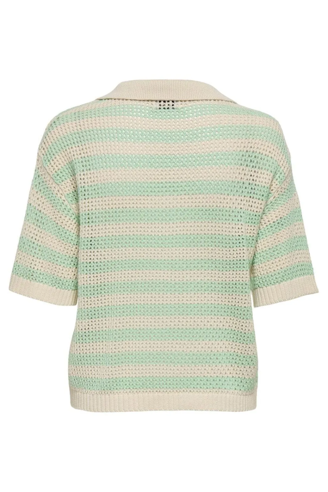 New JDY tikka S/S Polo Pullover Knt 4891513 Birch Birds Egg Green Stripes