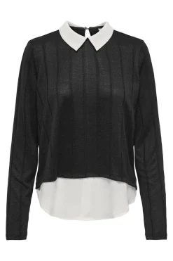 Clearance JDY tonsy Tiger L/S Detail Top Dia 4903547 Black Cloud Dancer