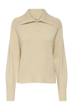 Outlet JDY triss L/S Button Collar Pullover Knt 4837931 Sandshell