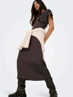 JDY urba S/S Midi Satin Dress 5021148 Chocolate Torte