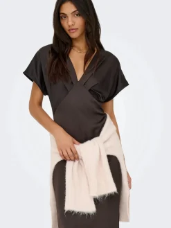 JDY urba S/S Midi Satin Dress 5021148 Chocolate Torte