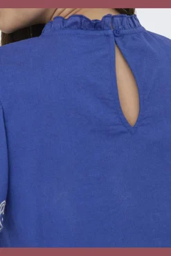 New JDY vera S/S Embroidery Top 4938525 Orient Blue W. Embroidery