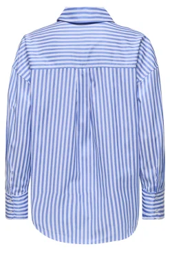 JDY vesper L/S Loose Shirt 4658100 Cloud Dancer Cornflower Blue
