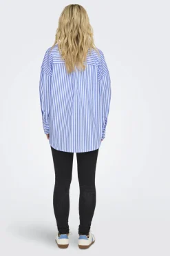 JDY vesper L/S Loose Shirt 4658100 Cloud Dancer Cornflower Blue