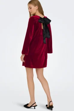Hot JDY victory L/S Velvet Bow Dress 4932735 Winetasting Bow