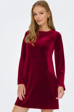 Hot JDY victory L/S Velvet Bow Dress 4932735 Winetasting Bow