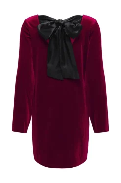 Hot JDY victory L/S Velvet Bow Dress 4932735 Winetasting Bow