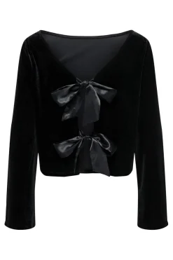 Hot JDY victory L/S Velvet Bow Top 4932740 Black Bow