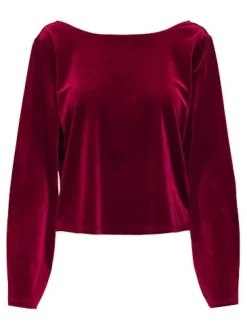 Outlet JDY victory L/S Velvet Bow Top 4932741 Winetasting Bow