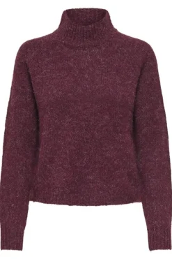 New JDY zoey Life L/S Hn Raglan Pul Knt 4890258 Maroon Banner Melange