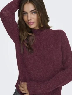 New JDY zoey Life L/S Hn Raglan Pul Knt 4890258 Maroon Banner Melange