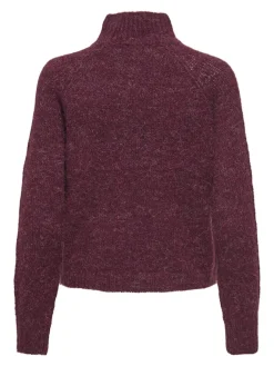 New JDY zoey Life L/S Hn Raglan Pul Knt 4890258 Maroon Banner Melange