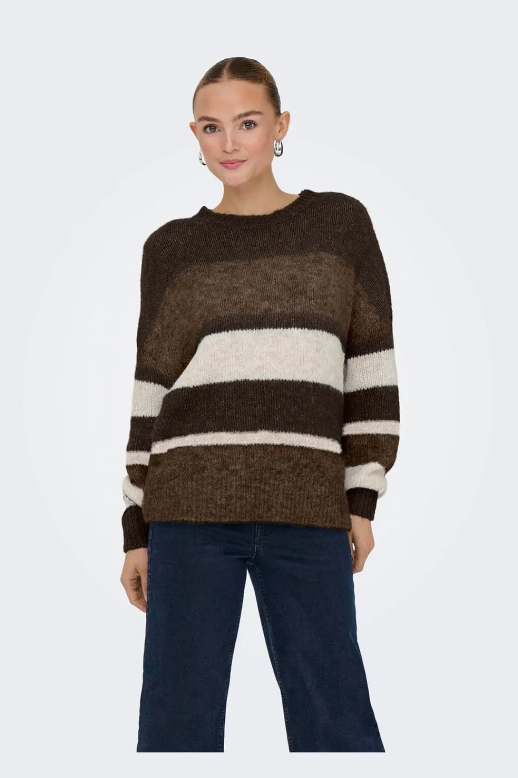 Online JDY zoey Life L/S On Colorblock Pull Knt 4989278 Chocolate Torte Shitake/ Birch Mel/ Chateau Gray