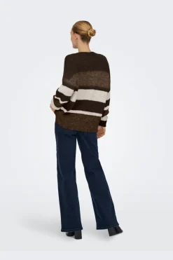 Online JDY zoey Life L/S On Colorblock Pull Knt 4989278 Chocolate Torte Shitake/ Birch Mel/ Chateau Gray