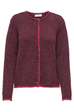 Discount JDY zoey Life L/S O-Neck Cardigan Knt 4838098 Maroon Banner W. Salsa Binder