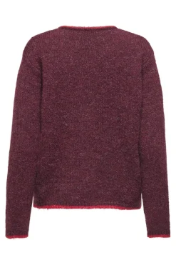 Discount JDY zoey Life L/S O-Neck Cardigan Knt 4838098 Maroon Banner W. Salsa Binder