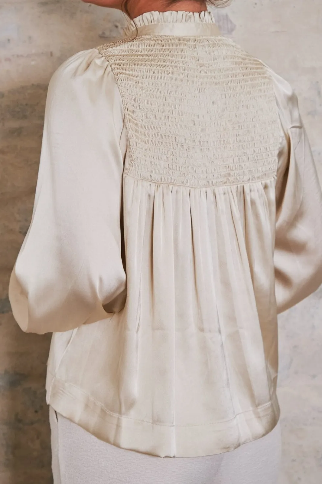 Sale Neo Noir Jill Smooth Satin Blouse Champagne
