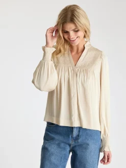 Sale Neo Noir Jill Smooth Satin Blouse Champagne