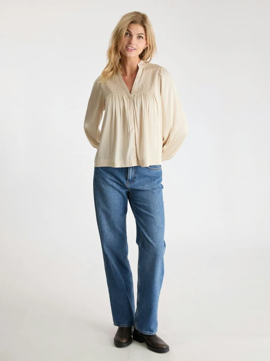 Sale Neo Noir Jill Smooth Satin Blouse Champagne