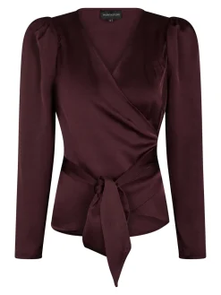 Online Valentin Studio Josie Blouse Heavy Satin Burgundy