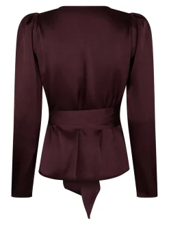 Online Valentin Studio Josie Blouse Heavy Satin Burgundy