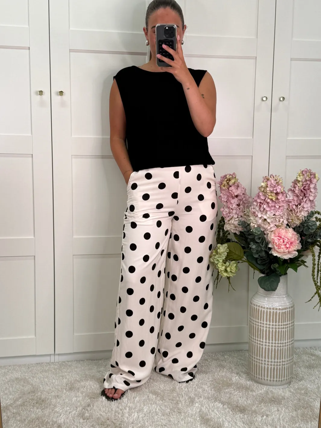 Best A-bee Juliana Wide Dot Pants Beige