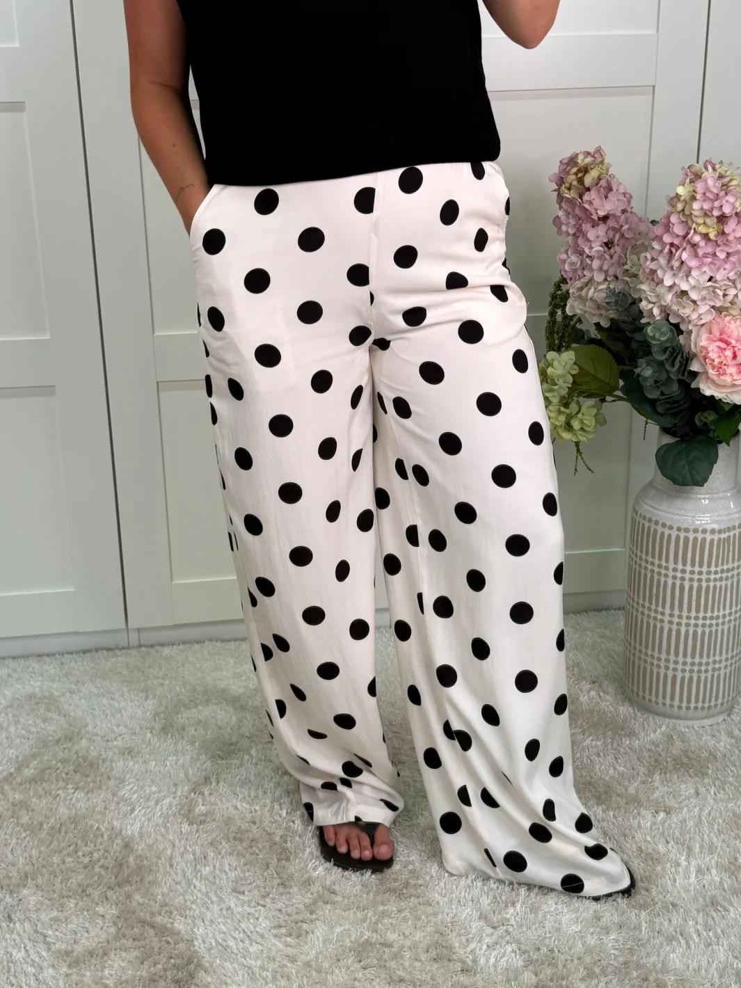 Best A-bee Juliana Wide Dot Pants Beige