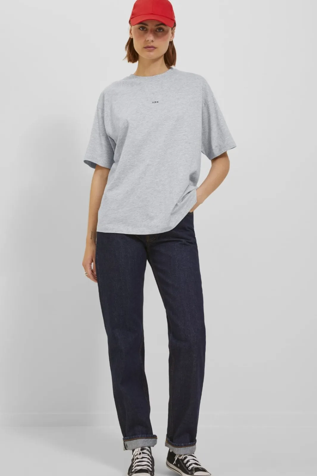 Clearance Jjxx Jxandrea Loose Ss Logo Tee 4229245 Light Grey Melange Black Jjxx Logo