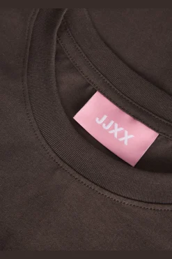 Online Jjxx Jxandrea Loose Ss Logo Tee 4943125 Seal Brown Black Logo Print