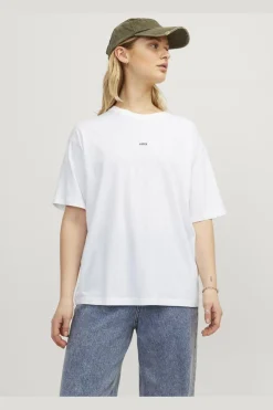 Jjxx Jxandrea Loose Ss Logo Tee 3861156 Bright White Black Logo