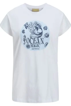 Hot Jjxx Jxastrid Sl Boxy Print Tee 4798970 Bright White Ocean Magic