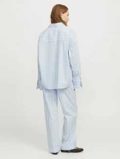 Outlet Jjxx Jxava Poplin Ls O-Size Pock Shirt Ln 4652390 Cashmere Blue Striped