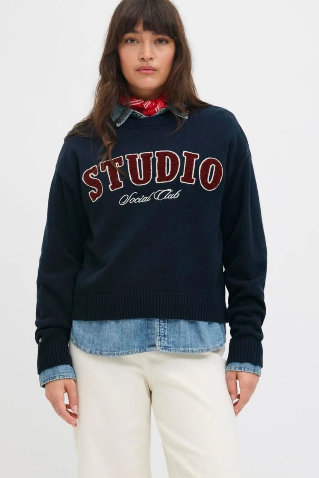 Jjxx Jxbrook Crew Neck Knit 4842271 Maritime Blue /Studio