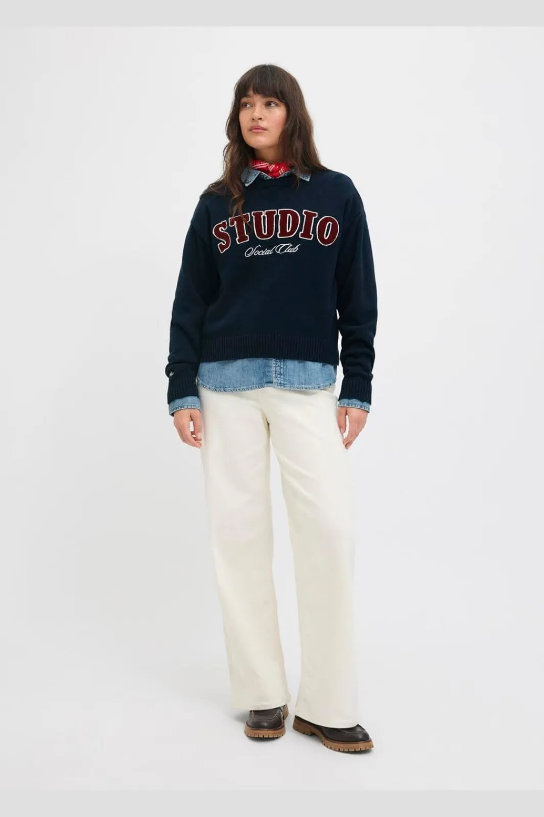 Jjxx Jxbrook Crew Neck Knit 4842271 Maritime Blue /Studio