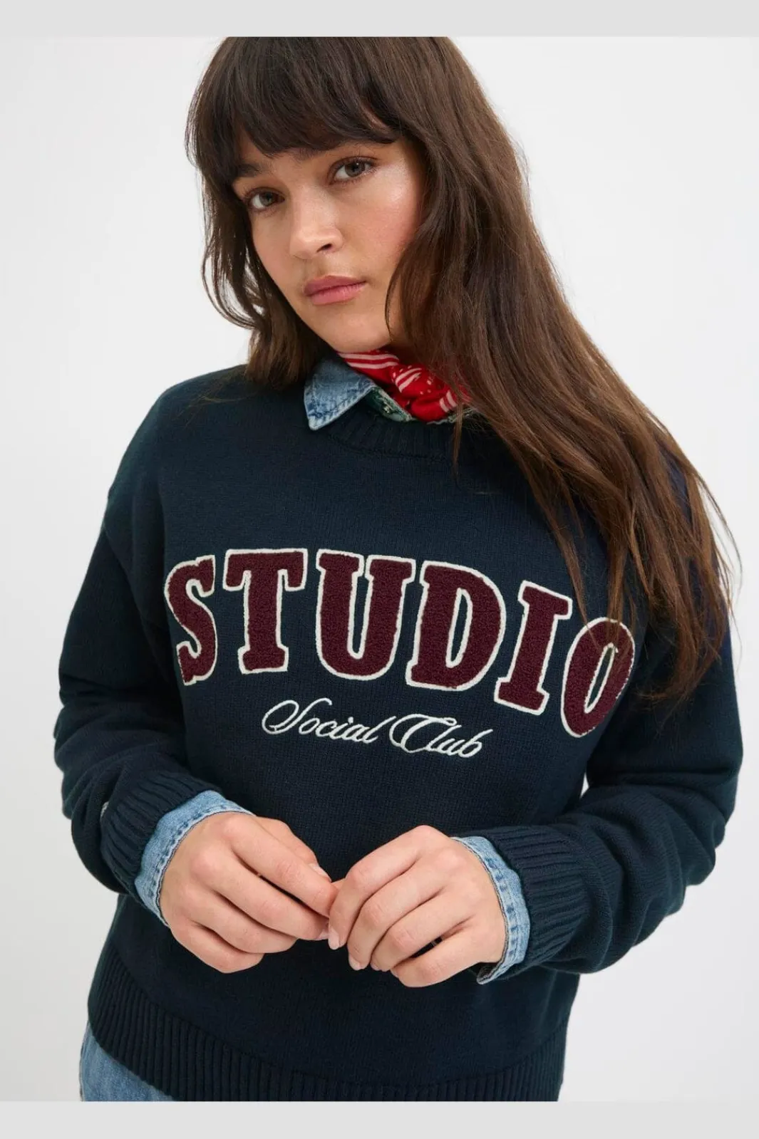 Jjxx Jxbrook Crew Neck Knit 4842271 Maritime Blue /Studio