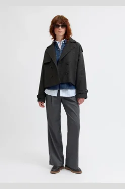 Online Jjxx Jxelle Carlie Short Trenchcoat 4773994 Dark Grey Melange Black/Bracken