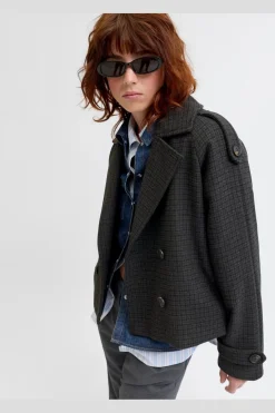 Online Jjxx Jxelle Carlie Short Trenchcoat 4773994 Dark Grey Melange Black/Bracken