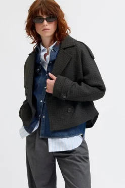 Online Jjxx Jxelle Carlie Short Trenchcoat 4773994 Dark Grey Melange Black/Bracken