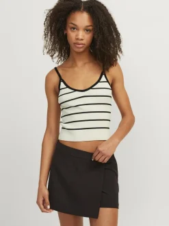 Best Jjxx Jxesther Tight Short Top Knit 4509415 Vanilla Ice /Black
