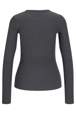 Best Jjxx Jxfreya Str Ls Rib Tee 4512554 Dark Grey Melange