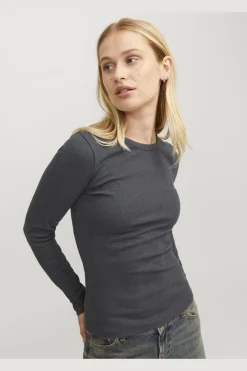 Best Jjxx Jxfreya Str Ls Rib Tee 4512554 Dark Grey Melange