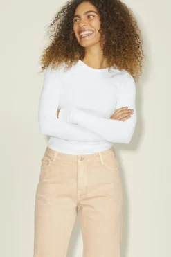 Outlet Jjxx Jxfreya Str Ls Rib Tee 3801849 Bright White