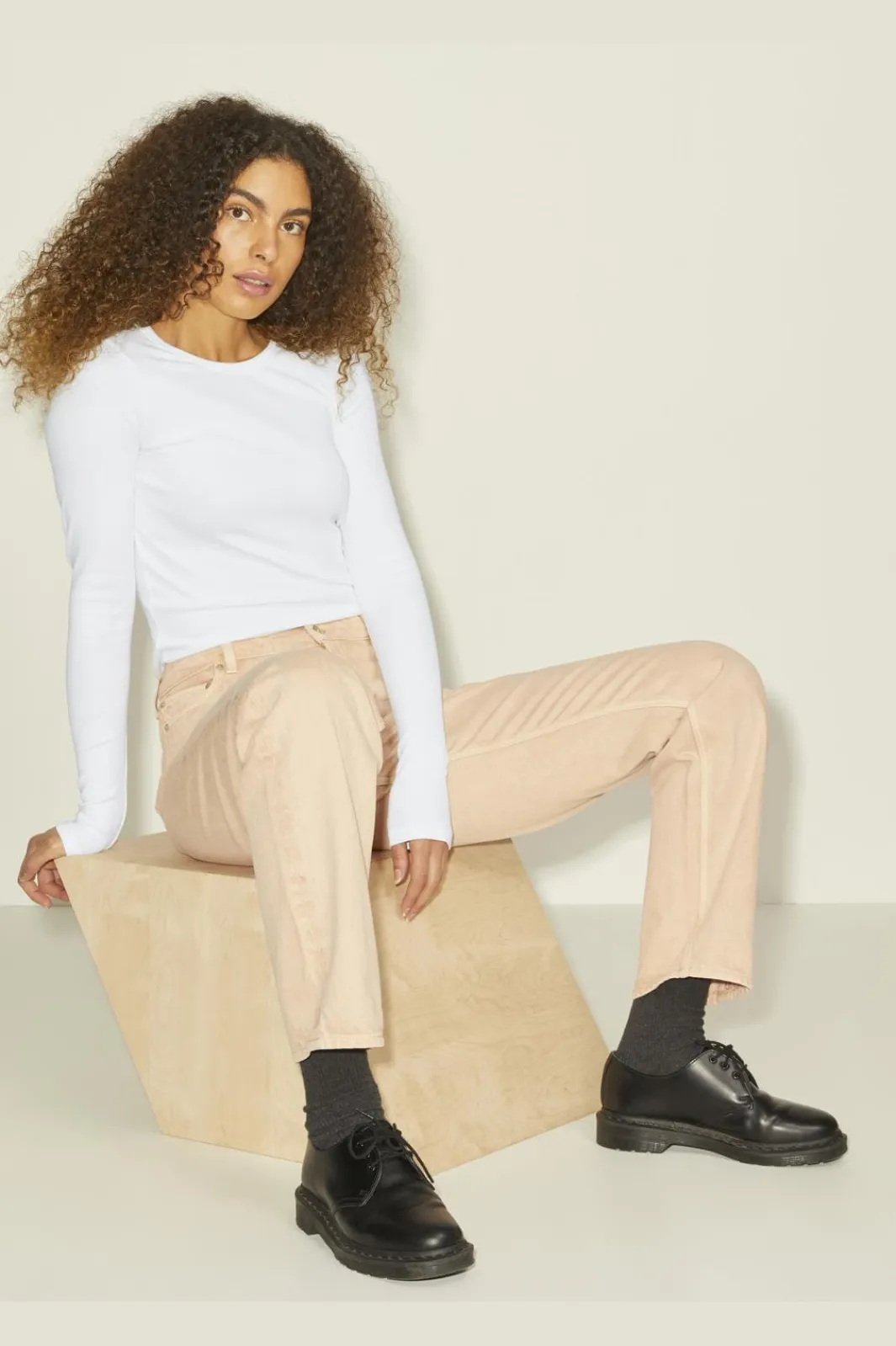 Outlet Jjxx Jxfreya Str Ls Rib Tee 3801849 Bright White