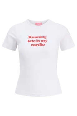 New Jjxx Jxgigi Str Ss Print Tee Stydaw25 5059616 Bright White Running Late