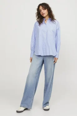 Online Jjxx Jxjamie Ls Relaxed Poplin Shirt 4101689 Navy Blazer Stripes