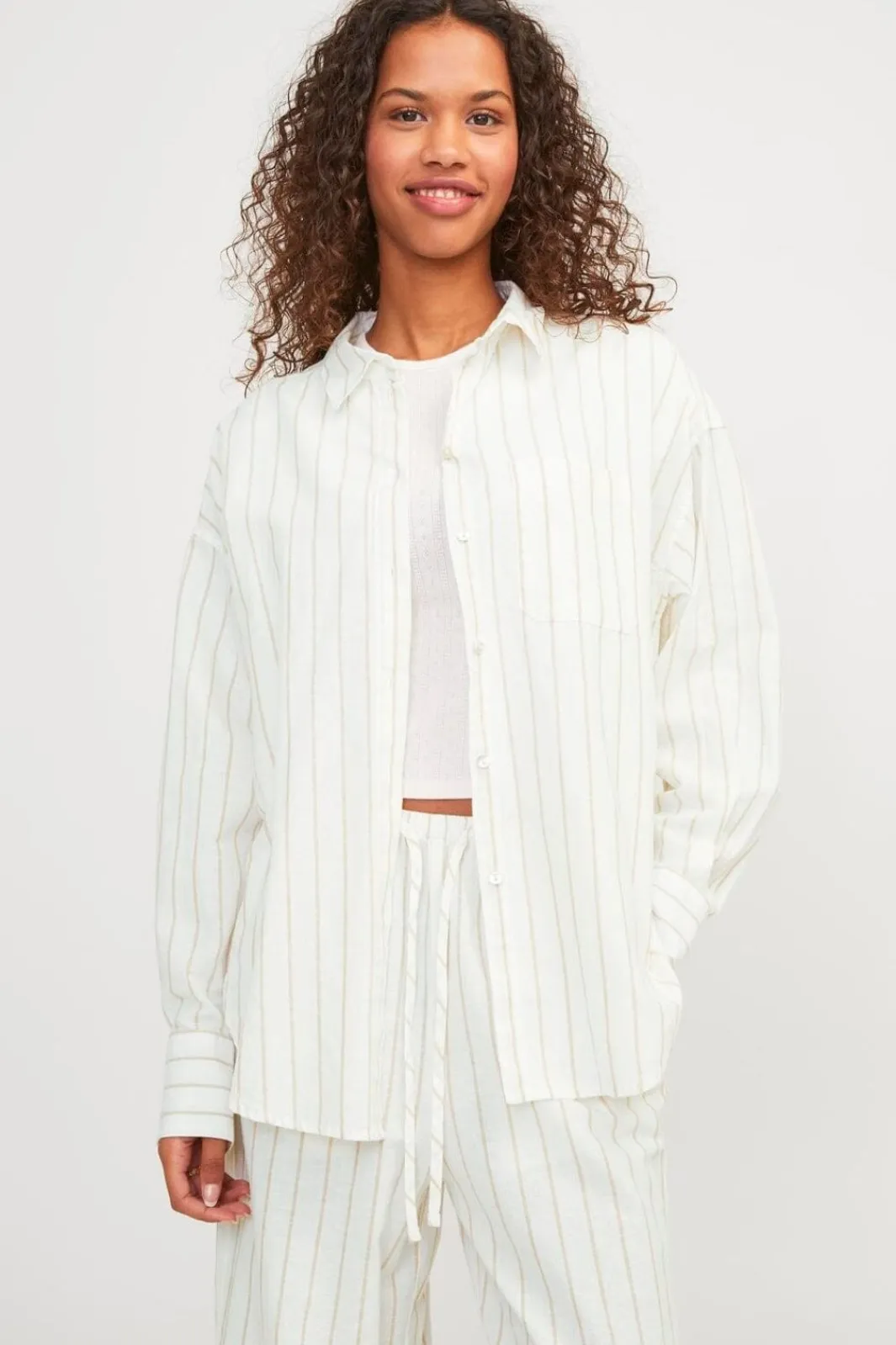 Clearance Jjxx Jxjamie Ls Rlx Linen Blend Shirt Sn 4468474 Blanc De Blanc Cornstalk