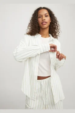 Clearance Jjxx Jxjamie Ls Rlx Linen Blend Shirt Sn 4468474 Blanc De Blanc Cornstalk