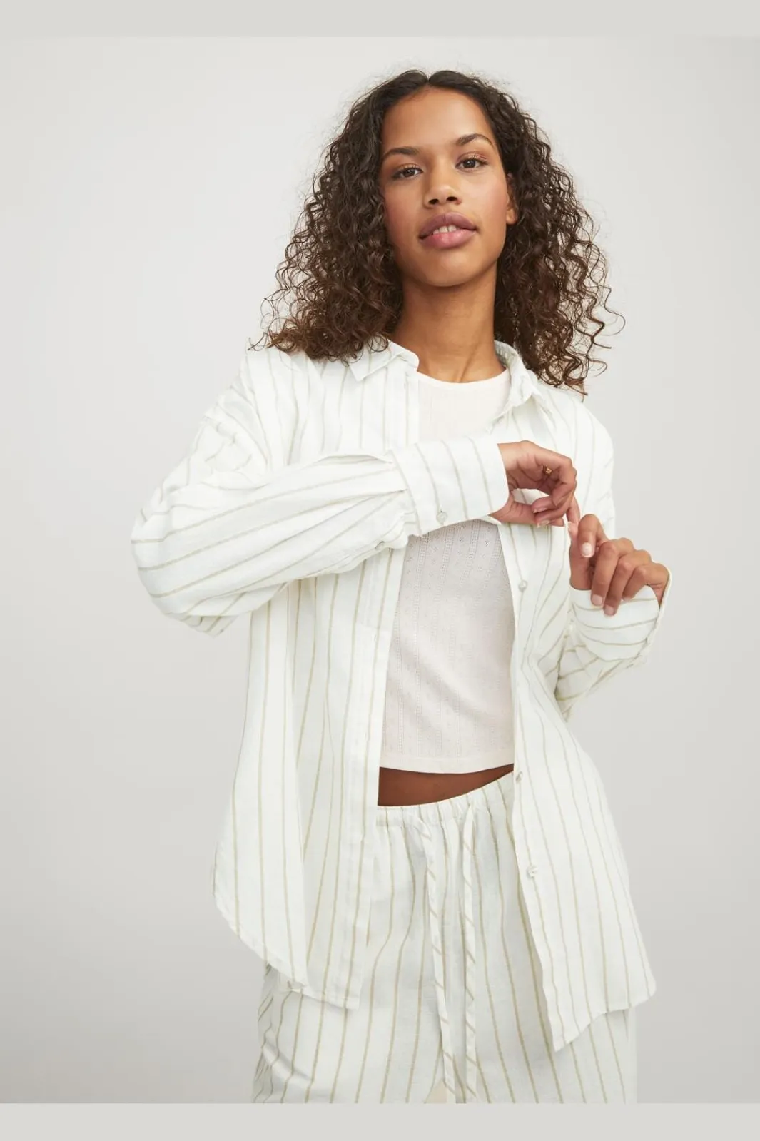 Clearance Jjxx Jxjamie Ls Rlx Linen Blend Shirt Sn 4468474 Blanc De Blanc Cornstalk